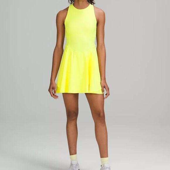 Lululemon Court Crush Tennis Dress in electric‎ lemon size 4 NWT $138 - Picture 2 of 7